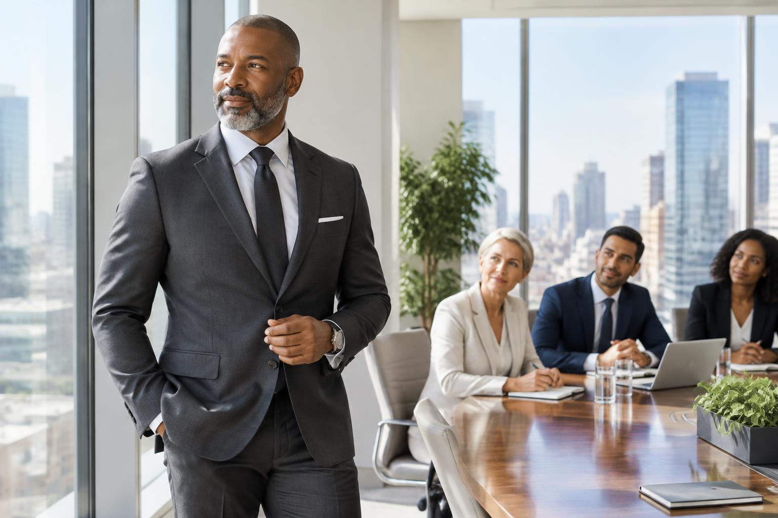 Senior executive considering his next leadership move in a boardroom