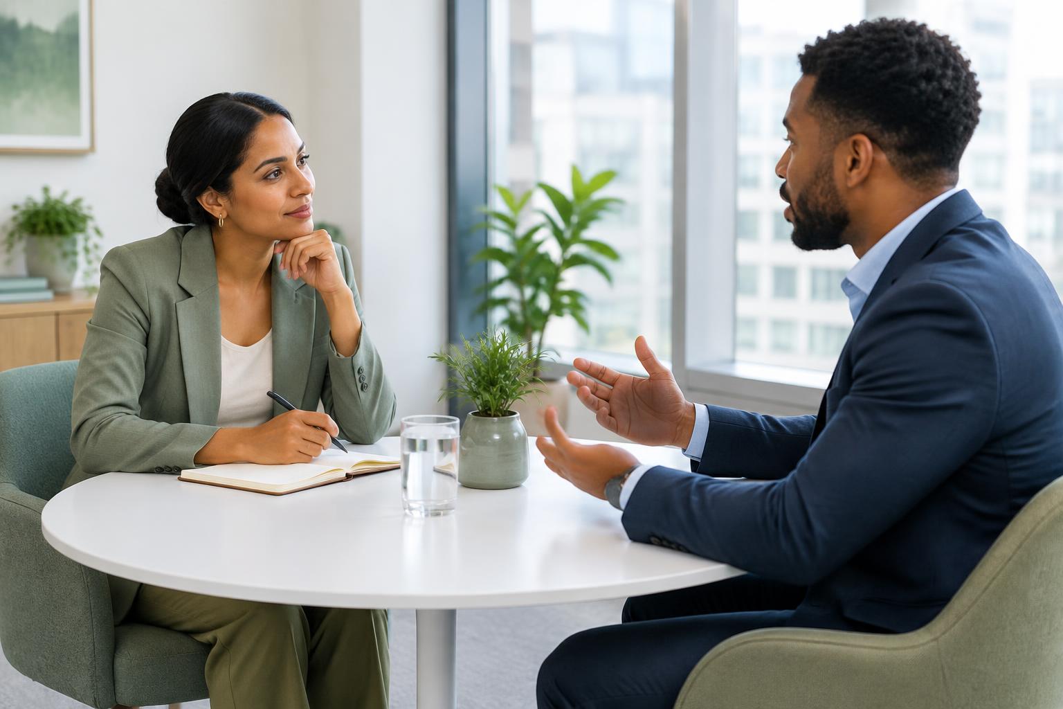 Professional practising an interview with a career coach