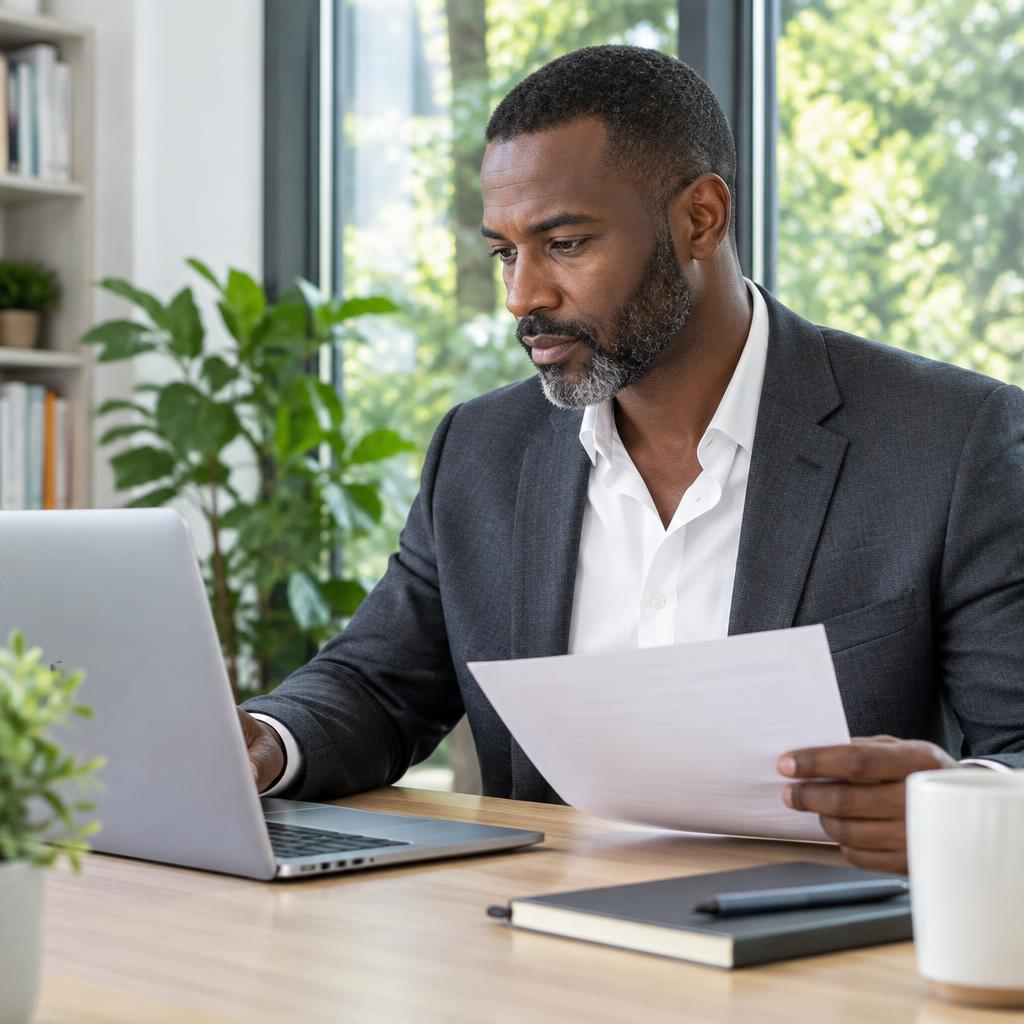 Professional considering his career documents