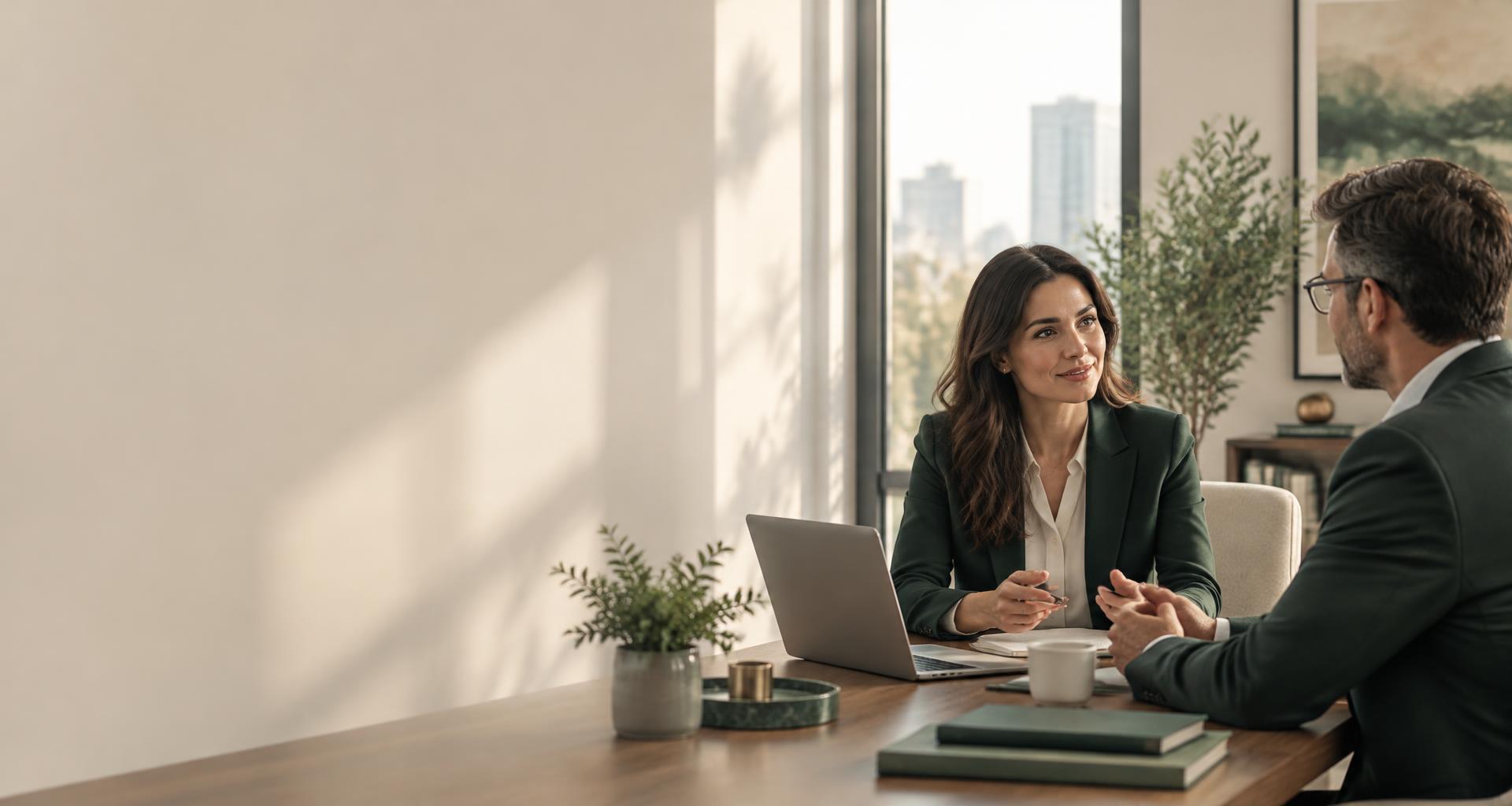Professionals considering a career plan together